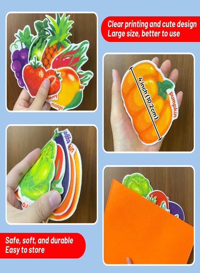 PENGFULL Large Size Felt Fruits and Vegetables ,25 Fruits 25 Vegetables Felt Flannel Board Pieces , Learning Resources Toy for Kindergarten Kids Toddlers 3 4 5 Year Old - Image 3